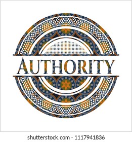 Authority arabic emblem background. Arabesque decoration.