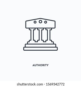 authority building outline icon. Simple linear element illustration. Isolated line authority icon on white background. Thin stroke sign can be used for web, mobile and UI.