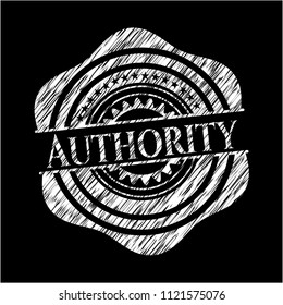 Authority chalk emblem written on a blackboard