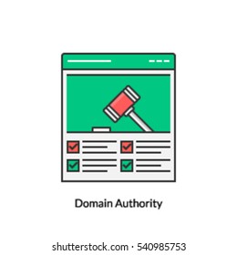 Authority of a domain on web, Domain Strength, Conceptual icon of domain authority isolated on white background