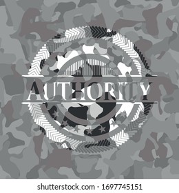 Authority grey camouflaged emblem. Vector Illustration.