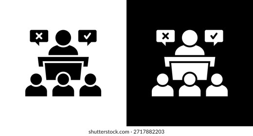 Icono de autoridad lleno en blanco y negro.