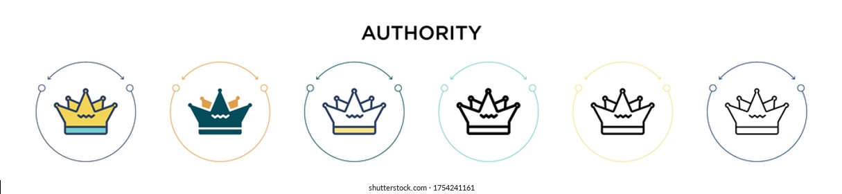 Authority icon in filled, thin line, outline and stroke style. Vector illustration of two colored and black authority vector icons designs can be used for mobile, ui, web