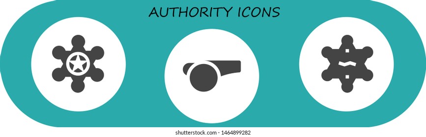authority icon set. 3 filled authority icons.  Collection Of - Sheriff, Whistle