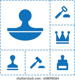 Authority icon. set of 6 authority filled icons such as stamp, crown