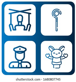 authority icon set. Collection of Puppet, Sceptre, Policeman, Hand puppet icons