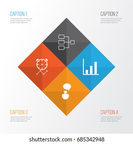 Authority Icons Set. Collection Of Bar Chart, System Structure, Reminder And Other Elements. Also Includes Symbols Such As Bar, Statistic, Opinion.