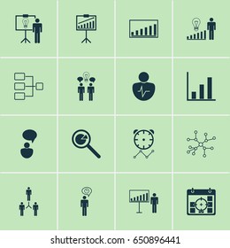 Authority Icons Set. Collection Of Project Targets, Opinion Analysis, Group Organization And Other Elements. Also Includes Symbols Such As Analysis, Team, Project.