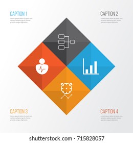 Authority Icons Set. Collection Of Reminder, Personal Character, Bar Chart And Other Elements. Also Includes Symbols Such As Person, Network, Structure.