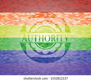Authority lgbt colors emblem. Vector Illustration. Mosaic.