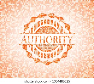Authority orange mosaic emblem