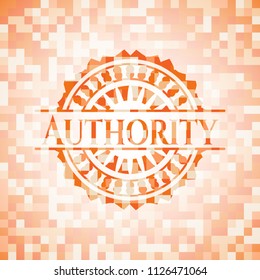 Authority orange mosaic emblem with background