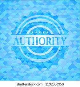 Authority realistic light blue emblem. Mosaic background