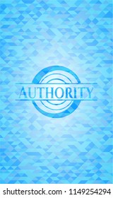 Authority realistic sky blue mosaic emblem