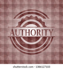 Authority red emblem with geometric pattern. Seamless.