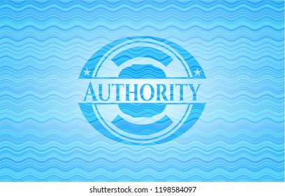 Authority sky blue water wave badge.