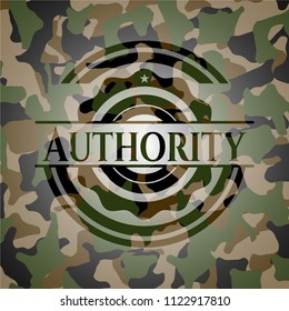Authority written on a camouflage texture
