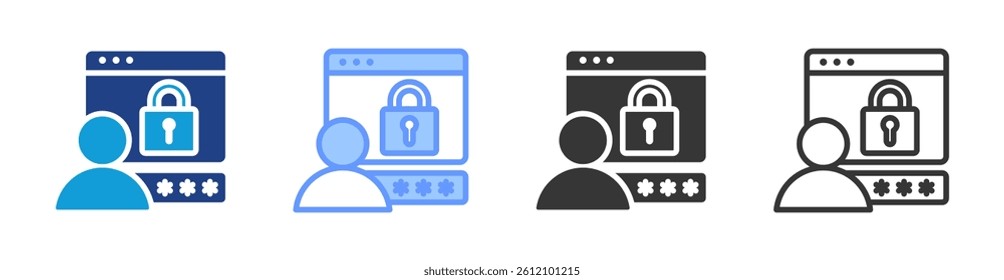 Authorization Code icon set multiple style collection