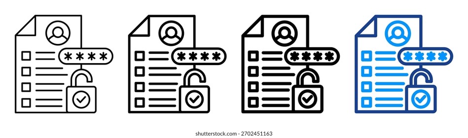 Conjunto de Colección de contorno diferente de icono de autorización