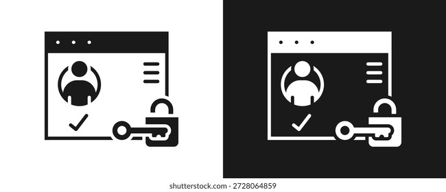 Icono De Autorización Fijado Glifo En Fondo Blanco Y Negro