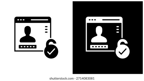 Icono De Autorización Fijado En Fondo Blanco Y Negro