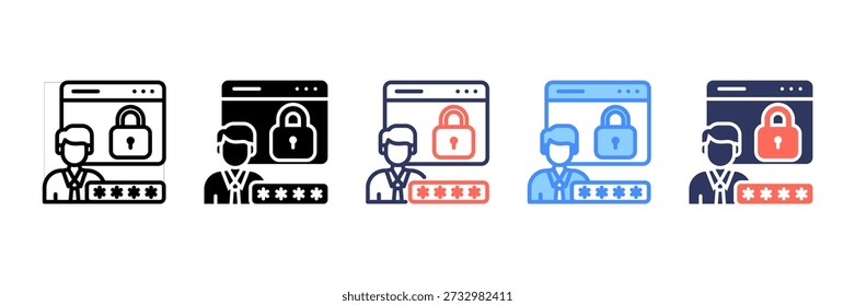 Conjunto de iconos de varios estilos de autorización