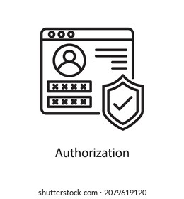 Ilustración de diseño de iconos de contorno vectorial de autorización. Símbolo de aplicación web y móvil sobre archivo EPS 10 de fondo blanco