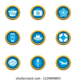 Authorization water icons set. Flat set of 9 authorization water vector icons for web isolated on white background