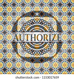 Authorize arabic badge. Arabesque decoration.