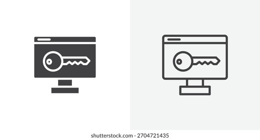 Icono de autorización. colección de línea de trazo editable y estilos planos sólidos.