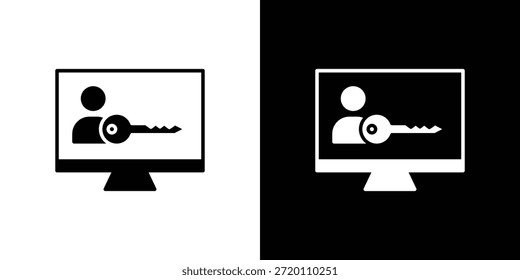 Icono de autorización de ilustraciones gráficas planas simples. Vector de silueta blanco y negro