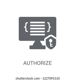 Authorize icon. Trendy Authorize logo concept on white background from Programming collection. Suitable for use on web apps, mobile apps and print media.