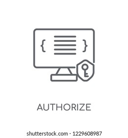 Authorize linear icon. Modern outline Authorize logo concept on white background from Programming collection. Suitable for use on web apps, mobile apps and print media.