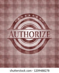 Authorize red seamless badge with geometric pattern.