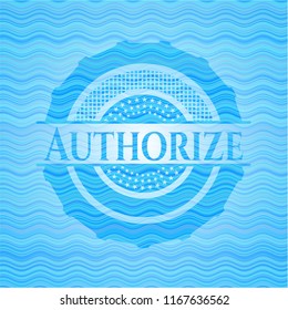 Authorize sky blue water wave badge.