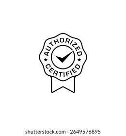 Authorized Certified Logo Badge with Outline Style Design Template.