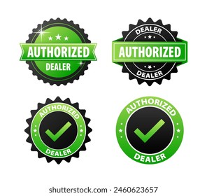 Authorized Dealer, green and black label on white background