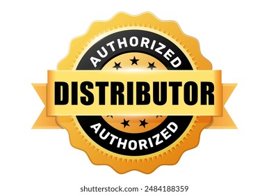 Authorized distributor medal, reliable seller or trusted vendor badge, distributor emblem, vector