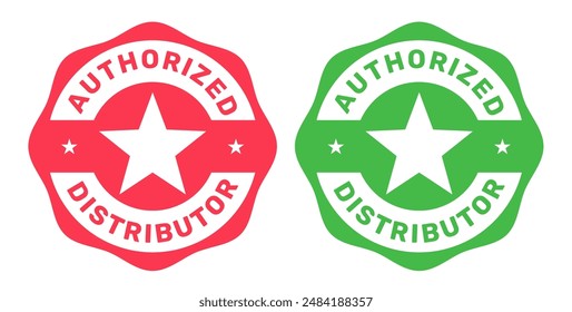 Authorized distributor stamp, reliable seller or trusted vendor seal, distributor emblem, vector