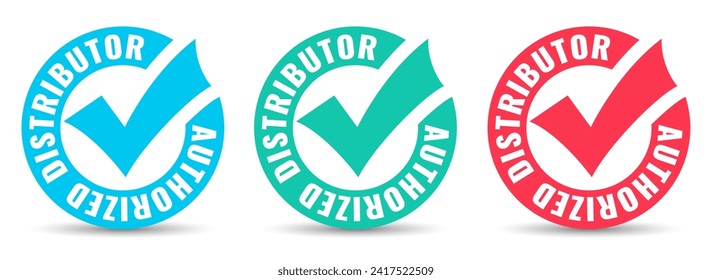 Authorized distributor vector icons  isolated on white background. Business flat illustrations set, trusted official distributor