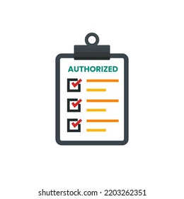 Authorized Document List With Check Marks And Clipboard stock illustration