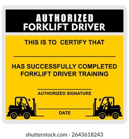 Authorized forklift driver, paper vector
