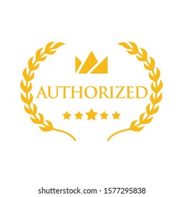 Authorized laurel vector icon isolated on white background, Authorized laurel wreath award clip art icon