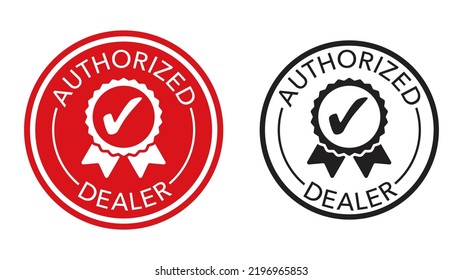 Authorized Seller Red Circular Stamp With Check Mark. Verified Dealer Isolated Badge