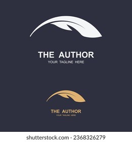 author's feather logo vector icon illustration design. logo for writer, author and brand company