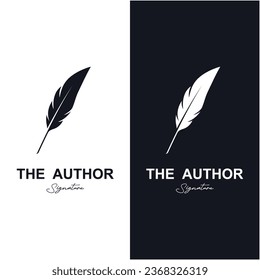 author's feather logo vector icon illustration design. logo for writer, author and brand company