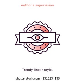 Author's supervision icon in vector line style. Architecture supervision trendy emblem in minimal graphic on background. App template on white background. Ui design elements.