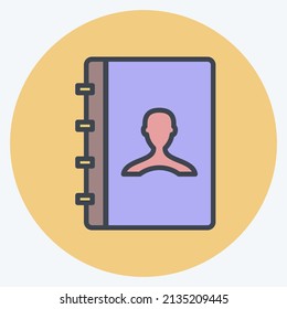 Authorship Icon in trendy color mate style isolated on soft blue background