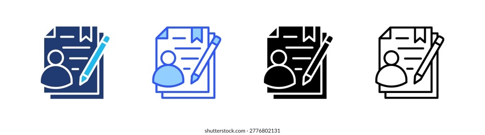Authorship Multiple Style Icon Set Collection Pack Web Banner Vector