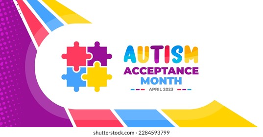Autism Acceptance Month background for banner design template celebrate in april.